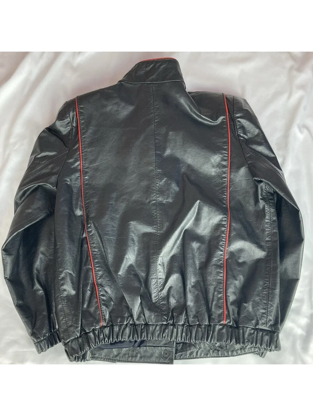 Women’s Size 10 Cordovan The Fashion Look Genuine Leather Jacket Black Red Trim